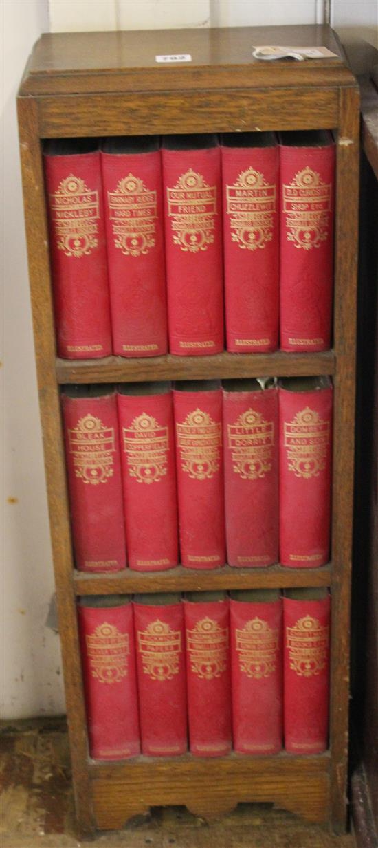 The Waverley Book Company Works of Charles Dickens, 15 vols, in fitted oak bookcase